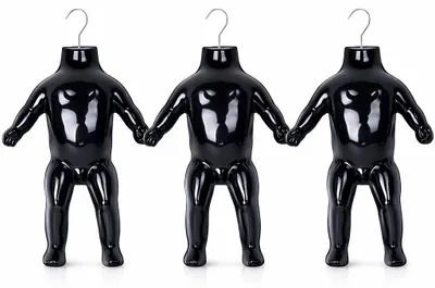 Produktbild von 3 x Kindertorso Schwarz Halbschale Kinder – Oberkörper Jugendlicher Halbplastik Kunststoff – Kids Mannequin Schaufensterpuppe Haken Dekotorso