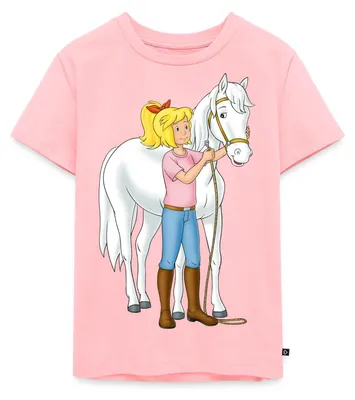 Produktbild von Spreadshirt Bibi Und Tina Bibi Mit Stute Sabrina Kinder Premium T-Shirt, 110/116 (4 Jahre), Rosa