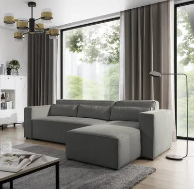 Produktbild von Ecksofa Schlafsofa WALDO Stoff Brooklyn Dunkelgrau Ottomane Rechts