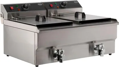 Produktbild von Combisteel Elektro-Fritteuse 2x 10Liter - Edelstahl, Tischgerät, 2x 400 V