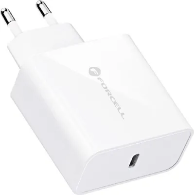 Produktbild von Forcell NETZ-Ladegerät mit USB Typ C - 3A 45W Anschluss mit PD und Quick Charge 4.0 Ladefunktion Weiß