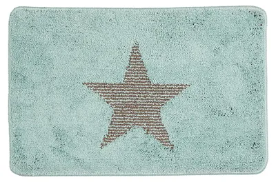 Produktbild von Clayre & Eef Badematte 58x38x1 cm Blau Polyester Stern