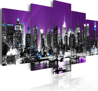 Produktbild von Modernes Wandbild 030111- 6 (100x50) - 5 Teilig Bilder Fotografie auf Vlies Leinwand Foto Bild Dekoration Wand Bilder Kunstdruck New York