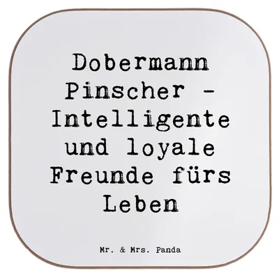Produktbild von Mr. & Mrs. Panda Tischuntersetzer Spruch Dobermann Pinscher Freund - Weiß - Geschenk, Hunderasse, weinuntersetzer, Hunderassen, intelligente Hunde, loyaler, Wachhunde