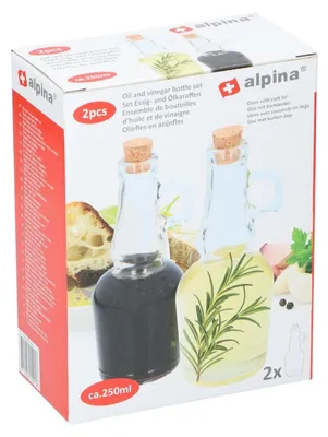 Produktbild von Alpina, Öl und Essigflaschen Set 2er Mit Korkverschluss, Transparent