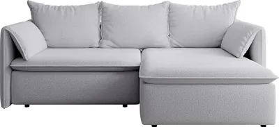 Produktbild von Eckschlafsofa rechts mit grauem Strukturbezug - TEODORA