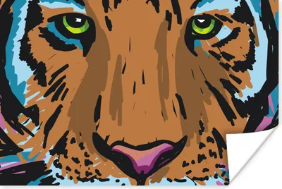 Produktbild von MuchoWow® Poster Tiger - Kopf - Gemälde 180x120 cm - Fotoplakat