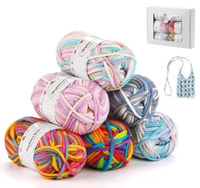 Häkelgarn-Set 6 x 50 g, Baumwoll-Nylon, bunt, für Anfänger