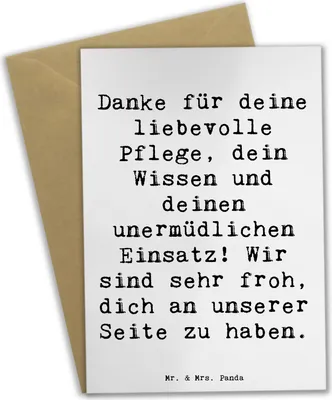 Produktbild von Mr. & Mrs. Panda Glückwunschkarte Spruch Dankbare Pflegekraft - Weiß - Geschenk, Bedanken, Fürsorge, liebevolle Pflege, einladungskarten, Grußkarte, Danke, Dankeschön