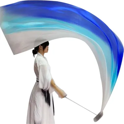 Produktbild von Bauchtanz-Schleier, Poi, Kunstseidenschal mit Poi-Ball, Wurfbällen, Schal, Poi-Streamer, buntes seidiges Flaggenband, Streamer für Partys, Tänze und Aufführungen