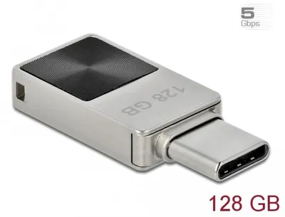 Produktbild von DeLOCK Mini USB 5 Gbps USB-C Speicherstick 128 GB - Metallgehäuse, 128 GB, USB Typ-C, 3.2 Gen 1 (3.1 Gen 1), 100 MB/s, Ohne Deckel, Silber