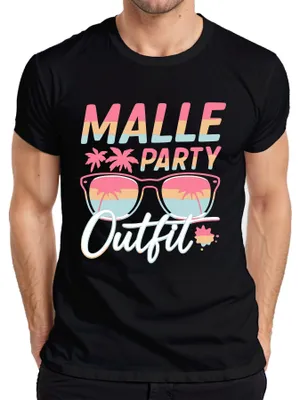 Produktbild von Malle Party Outfit Mallorca Sonnenbrille Palmen Strand Sommer Herren T-Shirt, Schwarz, XXL
