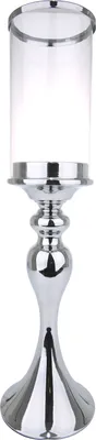 Produktbild von Gilde Windlicht mit Glas silber für Stumpe und Spitzkerze, Glas 10 x 15cm L=11,0 cm B= 11,0 cm H= 48,0 cm 65432