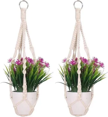 Produktbild von Macramé-Hängelampen & Pflanzenhänger aus Baumwollseil 50cm