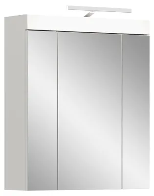 Spiegelkast 60x70x18 cm, 3 Türen, 6 Böden, LED, weiss