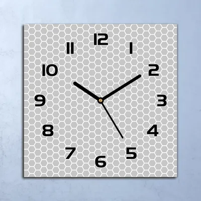 Produktbild von Wanduhr Echt-Glas-Küchenuhr Graue Wabenmuster Quarz Lautlos 30x30 Deko Bilder