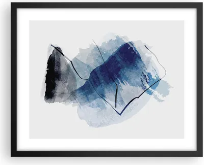 Produktbild von Gerahmtes Poster - Schwarzer Rahmen - Blau Schwarz Abstraktion - 50x40 cm - Wand Bild - Wanddeko - Wandbilder - Kunstposter - Wandposter - Bilderrahmen - Bilder - Kunstdruck - P2BAA50x40-5058