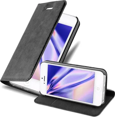 Obrázok produktu pre Cadorabo puzdro pre Apple iPhone 5 / 5S / SE 2016 Ochranné puzdro v čiernej farbe Puzdro na mobilný telefón Kryt Magnetické zatváranie