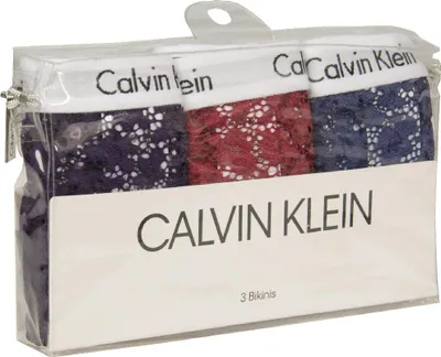 Obrázek produktu pro Balení po 3 ks dámských kalhotek CK CALVIN KLEIN, trojbalení, elastické prádlo, které prosvítá, č. výrobku QD3926E, BIKINI 3PK, velikost M, 10 % Elastan, 90 % nylon