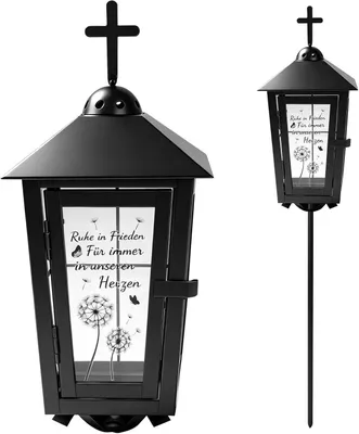 Zdjęcie produktu dla Metalowa lampka nagrobna, 30 cm, odporna na warunki atmosferyczne, do dekoracji nagrobków