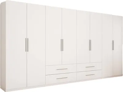Produktbild von Meblast | Kleiderschrank 400x220 cm - Weiß - Garderobe mit Regalen, Schubladen und Kleiderstange | Minimalistisches Design