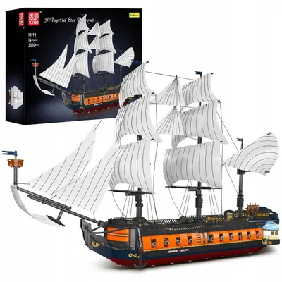 Immagine prodotto di Mould King 13192 fregata imperiale in mattoncini da costruzione, 3580 pezzi – veliero militare con vele bianche, modellino di nave 89,7 cm per adulti