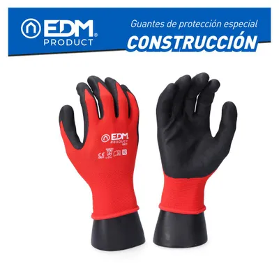 Produktbild von 6 Bauhandschuhe aus beschichtetem Polyesterlatex, Größe 8 Edm