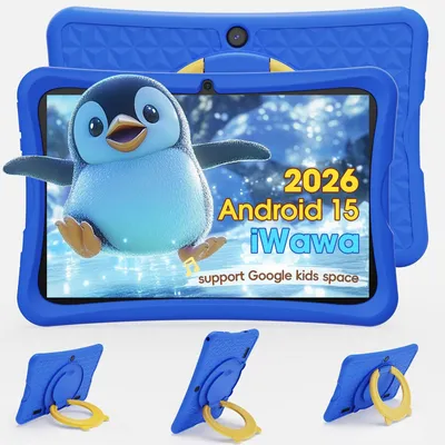 Produktbild von Android 15 Kinder Tablet 6GB RAM + 32GB ROM erweiterbar Elternkontrolle Kinder-Apps vorinstalliert Doppelkamera inkl robuster Schutzhülle Blau 32 GB