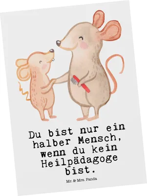 Produktbild von Mr. & Mrs. Panda Postkarte Heilpädagoge Herz - Weiß - Geschenk, Heilpädagogik, Motivkarte, Postkarten, Grußkarte, Ausbildung, Spruch, einzelkarte, bildkarte, Lustig