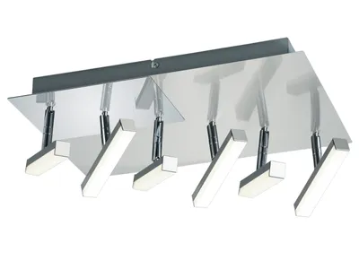 Produktbild von LED Deckenlampe Nickel matt 6 schwenkbar Spots 27W - Deckenleuchten Wohnzimmer