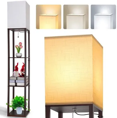Obrázek produktu pro Dřevěná stojací lampa s dřevěnou základnou a nastavitelným LED světlem