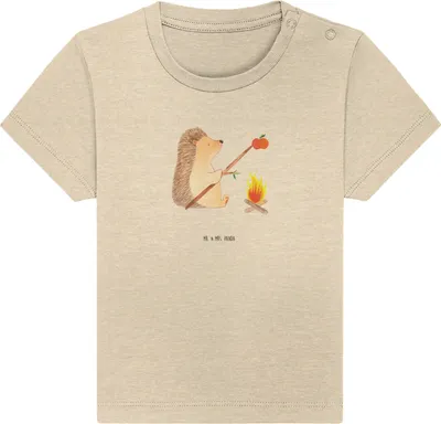 Produktbild von Mr. & Mrs. Panda Babyshirt Igel Grillen 6. - 12. Monat - Natural Raw - Geschenk, Baby  Shirt, Lustige Sprüche, Motivation, T-Shirt, Öko, Ziele, Spruch, Arbeitslos