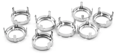 Produktbild von Vintageparts Krampenfassungen für 14 mm Cabochons platinfarben rund, 8 Stück