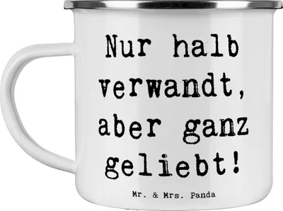 Produktbild von Mr. & Mrs. Panda Pott Spruch Halbbruder Liebe - Weiß - Geschenk, Haferl, Familie, persönliche Erinnerungen, Verwandte, Geschwister, Outdoor Becher, Verbundenheit