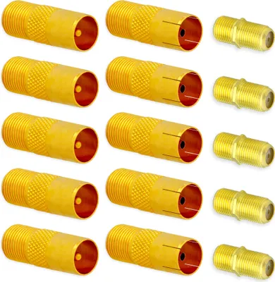 Produktbild von 5X Antennenstecker + 5X Antennebuchse > F-Buchse + 5X F-Doppelbuchse Set TV Koaxial Antenne