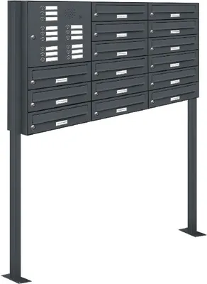 Produktbild von 15er Briefkasten Standanlage Freistehend RAL 7016 Anthrazit Klingel