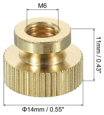 Produktbild von Ger?ndelte Daumenmuttern, 4 Stš¹ck M6 x D14mm x H11mm Messing Griffmuttern R?ndelmuttern mit Hohem Kopf Befestigungselemente fš¹r 3D-Drucker-Teile Druckbett