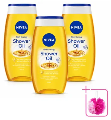 Imagen del producto de 3 unidades de NIVEA Natural, aceite de ducha - 200 ml - Paquete ahorro - 3 piezas