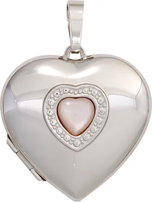 Produktbild von JOBO Medaillon Herz 925 Sterling Silber rhodiniert Perlmutt-Einlage