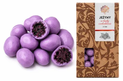 Zdjęcie produktu dla Jeżyny liofilizowane w białej czekoladzie z Ube 50g - Schronisko Bukowina
