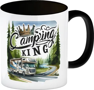 Produktbild von Camping King mit Wohnmobil Kaffeebecher in schwarz