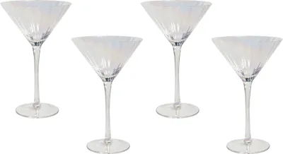 Zdjęcie produktu dla BELIANI Zestaw 4 kieliszków do martini transparentne opalizujące szkło dmuchane 220 ml kieliszki do koktajli