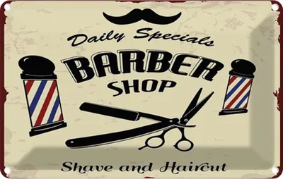 Produktbild von vianmo Blechschild 12x18 cm Barbershop shave and haircut