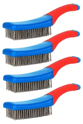 Produktbild von 4er Set Drahtbürsten, Metallbürste mit Griff, robuste Stahlbürste, Handdrahtbürste zum Entfernen von hartnäckigen Schlacke- und Rostrückständen
