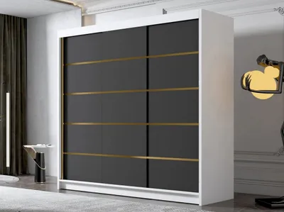 Obrázek produktu pro Vysoká šatní skříň 250 cm VOLENTE - bílá / černá