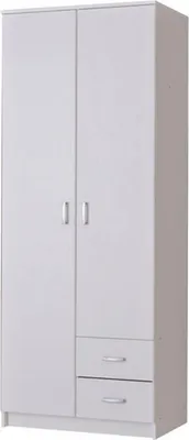 Image de Cimena - Armoire 2 portes, 80x205h cm Blanc, Portemanteaux