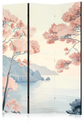 Produktbild von Muralo Einseitig bedruckter PARAVENT 3-teilig Raumteiler klappbar BOHO OZEANKLIPPEN LANDSCHAFT 135cmx172cm