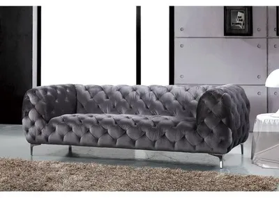 Produktbild von Chesterfield Samt Sofa 3 Sitzer Grau Designer Couchen Couch Stoff Polster Textil