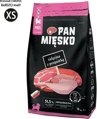 Image de PAN MIĘSKO Bœuf avec caille XS - nourriture sèche pour chiots - 9 kg