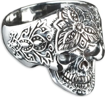 Produktbild von viva-adorno Gr. 66 (21,0 mm Ø) Herren Ring Totenkopf Skull Tattoo Tribal Blumen Daumenring 925 Sterlingsilber SR19,